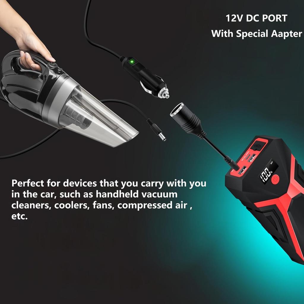 2000A Spitzenleistung Auto Starthilfe für 6.0L Benzin-/5.0L Dieselmotoren - mit LCD-Anzeige, Dual-USB-kompatibel und 12V DC-PORT