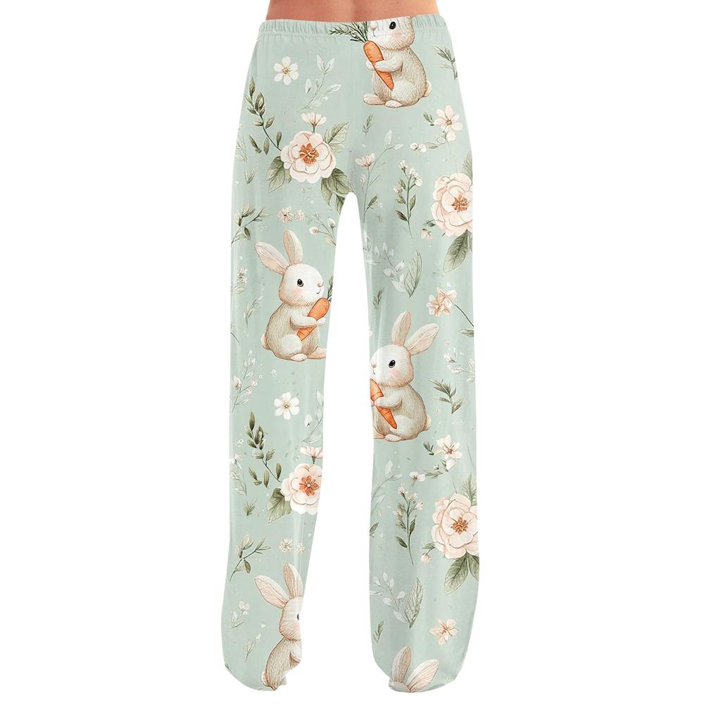 Women's Casual Fashion Comfort Pajama Pants Print Drawstring Pants Full Length Long