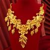 Luxury 24K 9999 Pure Gold Real Gold Women's Hollow Flower Leaf Necklace Earring Set