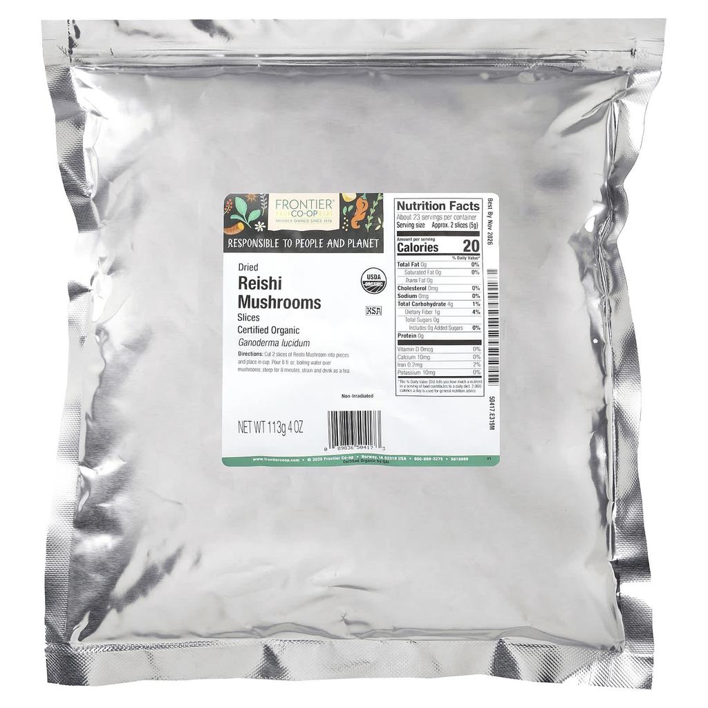 Frontier Co-Op, Organic Dried Reishi Mushrooms, Sliced, 113G(4Oz)