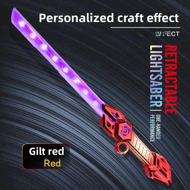 Revolving Laser Sword Retractable Flashing Double-Edged Children Luminous Toy,Light Up Swords Saber and Realistic Handle for Kid,Expandable Light Toy