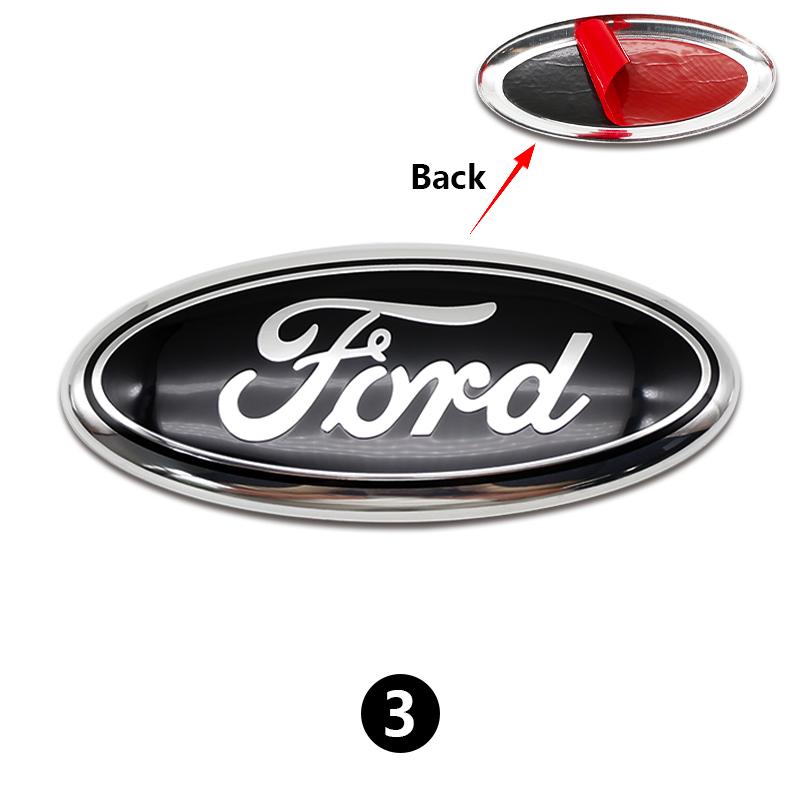 UJOV9 1Pc 17.5cm Aluminum Front Grille Hood Logo Sticker For Ford Focus Fiesta Mondeo Ranger Trunk Accessories 3D Luxury Pro Premium