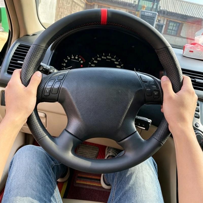 Car Accessories Hand-stitched Black Microfiber Leather 2003-2007 Odyssey 2005-2010 Steering Wheel Cover For Honda Accord 7