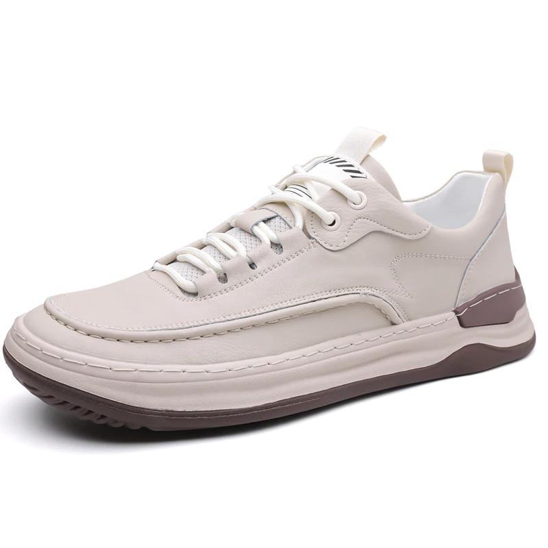 High Quality Men Thick Soled Comfy Casual Leather Shoes Four Season Genuine Leather Outdoor Walking Shoes Fashion New Board Shoe