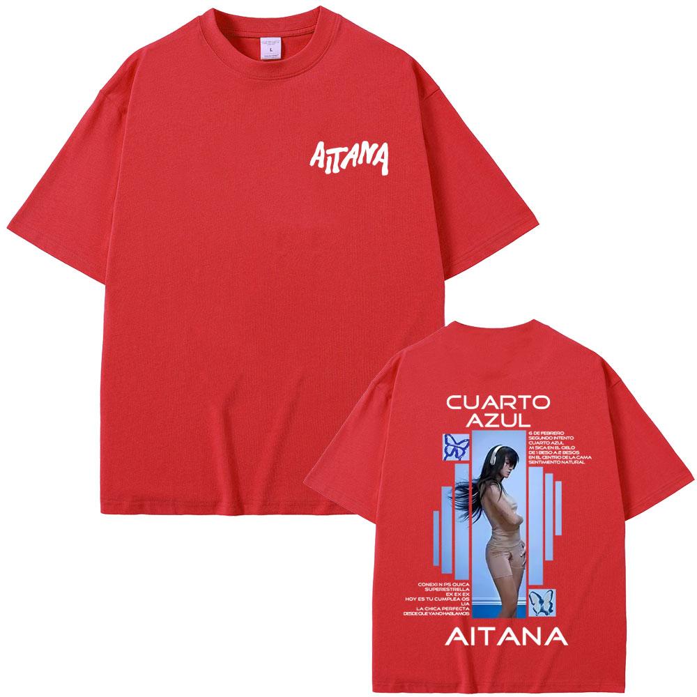 Singer Aitana Cuarto Azul Album Graphic Tshirt Men Women Fashion Pop Music T Shirts Unisex Cotton Casual Oversized Streetwear