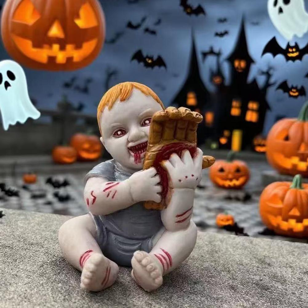 Haunted House Ghost Baby Decor Lightweight Ghost Baby Statue Spooky Halloween Ghost Baby Doll Figurine for Holiday Festive