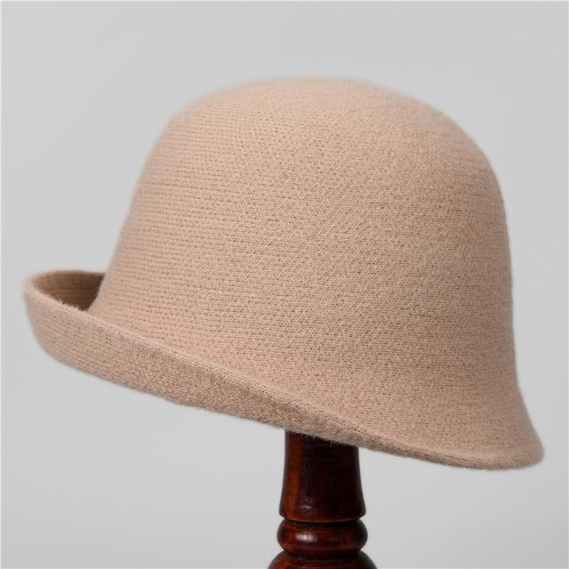 New Crimped Bucket Hat Women's Autumn and Winter Simple Fashion Bucket Hat Temperament Versatile Short Brim Top Hat
