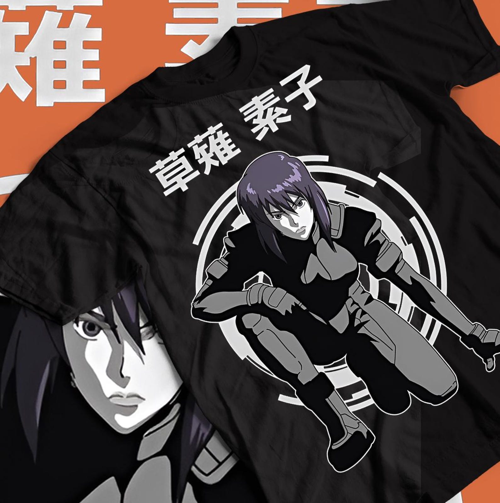 Unisex Ghost in the Shell Motoko Kusanagi Vintage Anime T-Shirt, 90s Retro Manga Waifu Shirt S