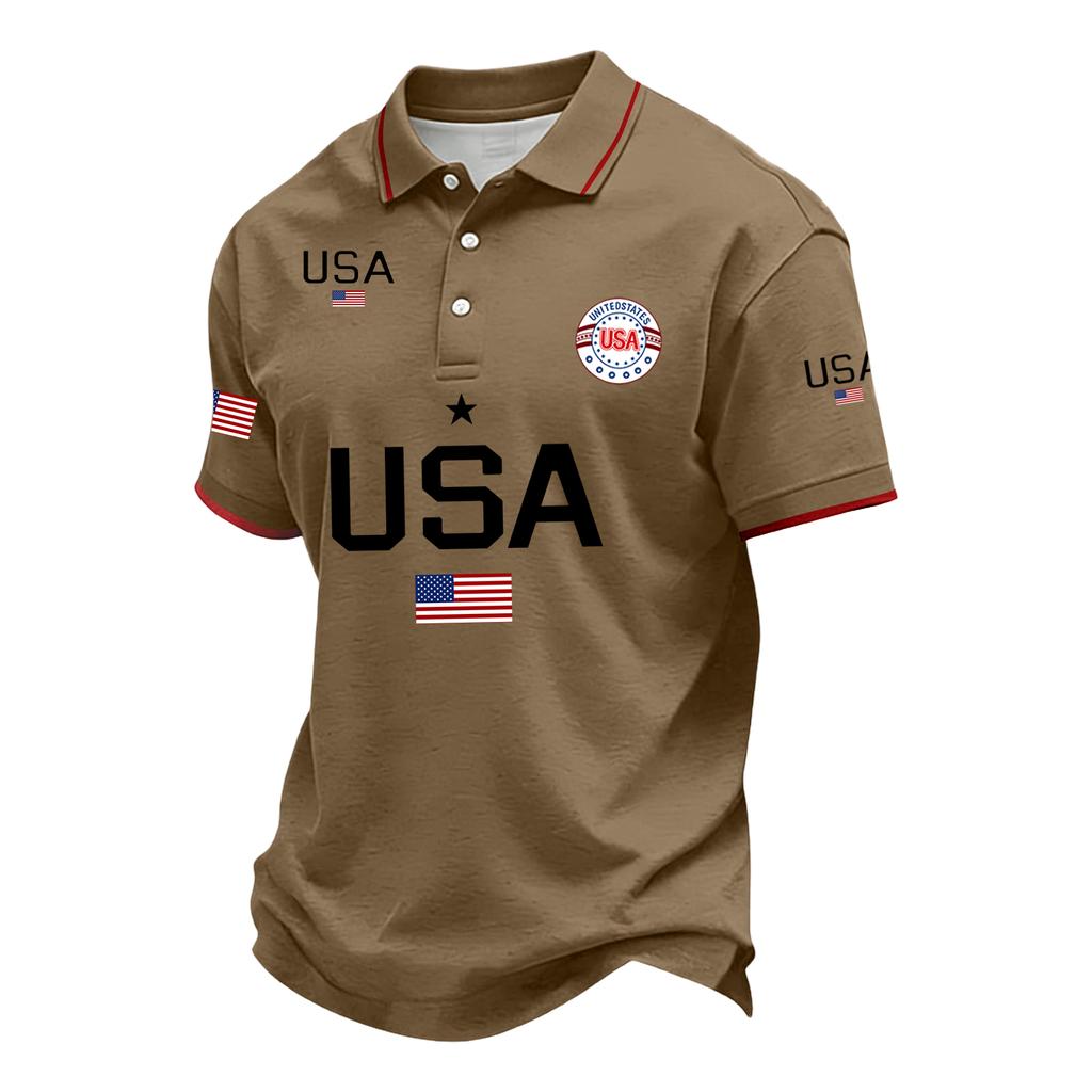 Men's Loose And Casual Flag-print T-shirt, Short Sleeve Shirt