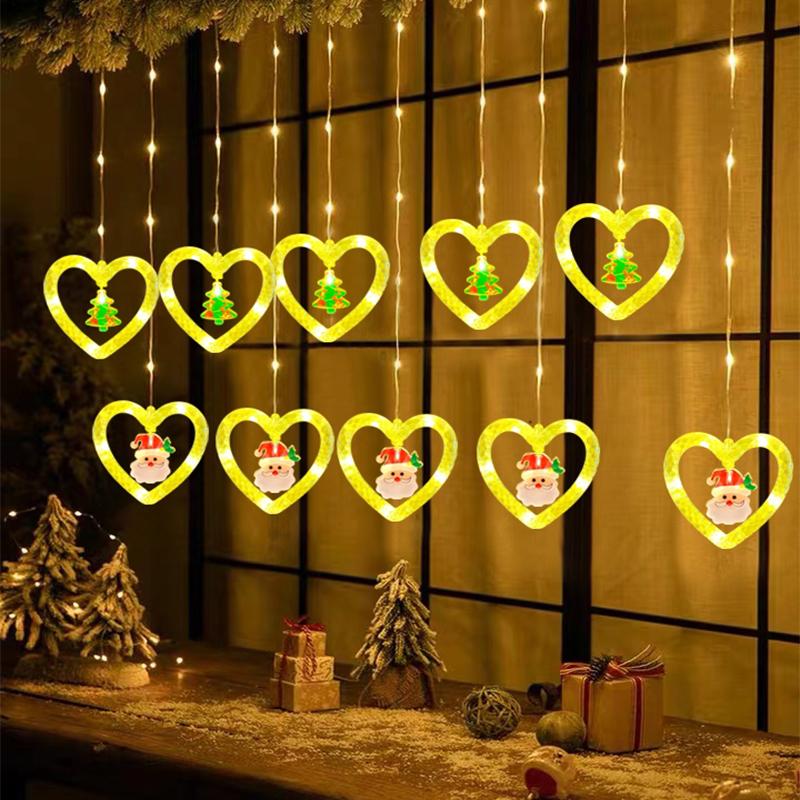 Christmas LED Strip Lights Room Garland LED Curtain Lamp USB Plug Christmas Decorations Lights for Bedroom Living Room Window