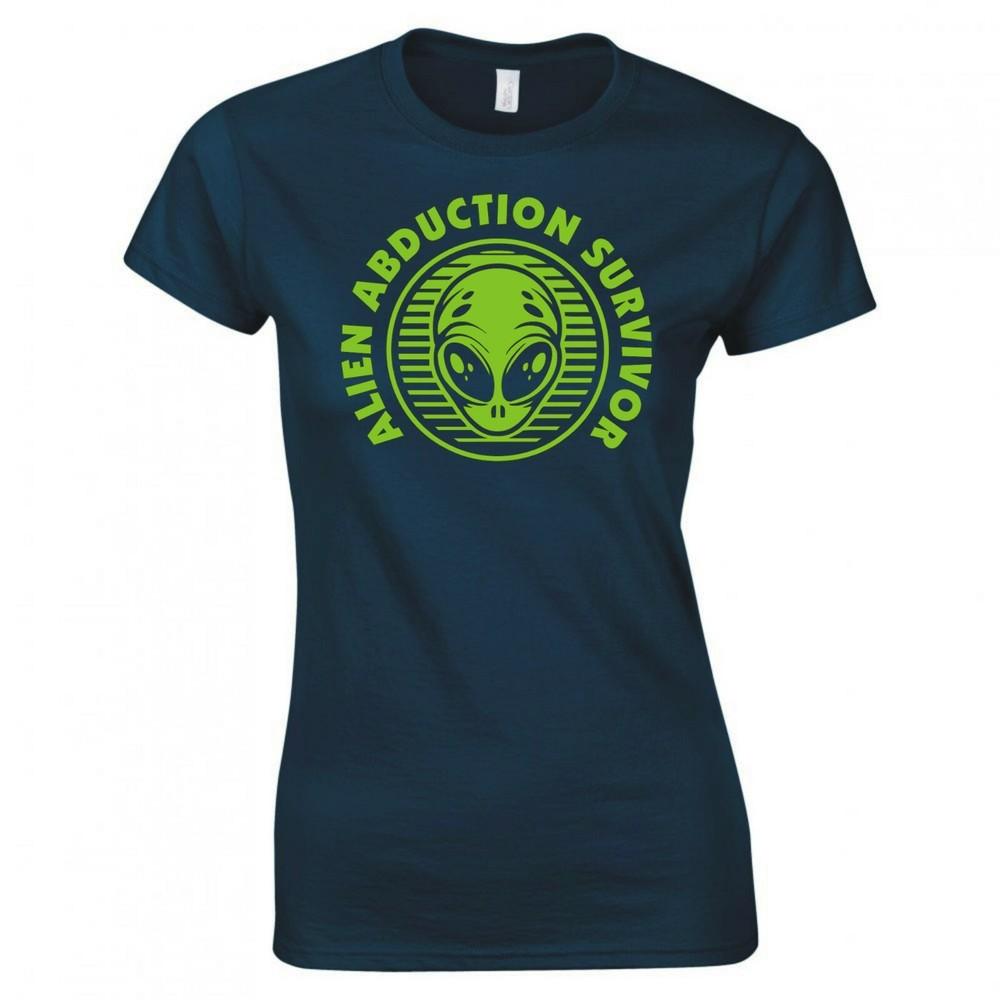 Funny Ufo Alien Abduction Survivior Ladies Skinny Fit Tshirt S