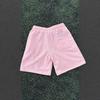 Evropské a americké růžové vyšívané elastické stahovací šortky volného střihu s rovnou nohavicí