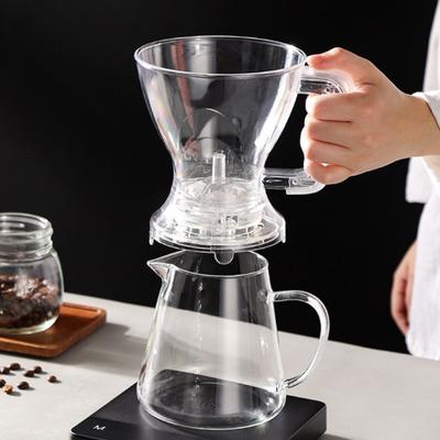 Filter Paper Free Pour Over Coffee Dripper PC with Filter and Tray Coffee Filter Cup Washable Removable Hand Brew Espresso Pot