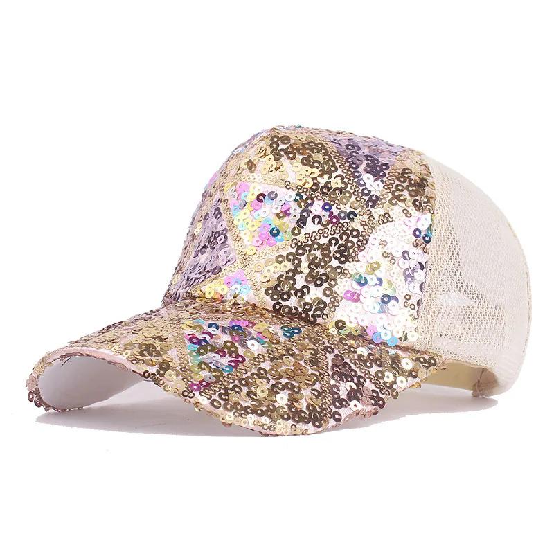 Brand Oohmy Baseball Cap Adjustable Glitter Mesh Trucker Hat Sequins Embroidery Hats for Women and Teenager Girls Snapback