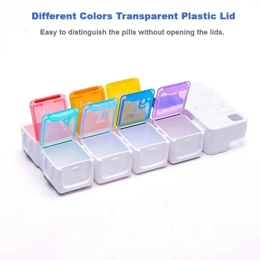 Large Capacity Smart Pill Case Reminder 7 Lattice Weekly Pill Organizer Colorful Drug Container Supplement Organizer