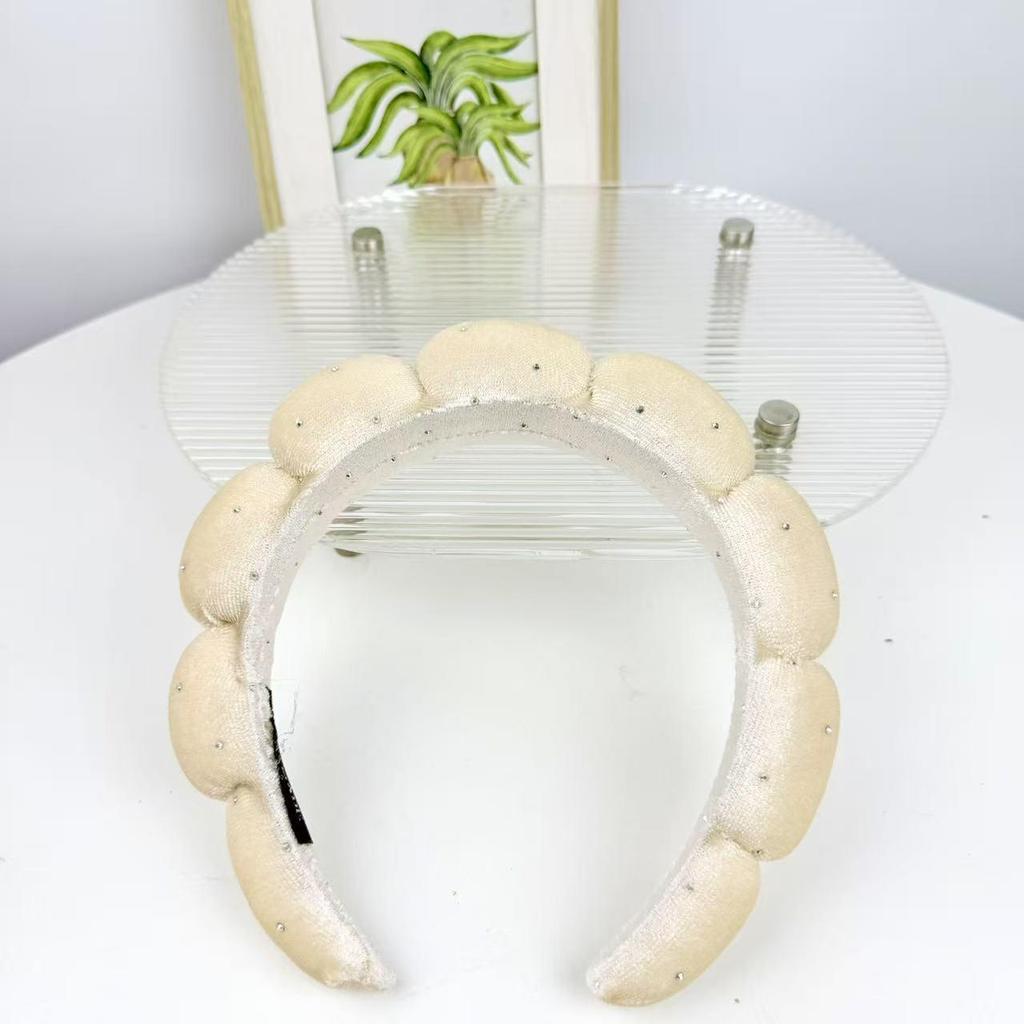 Women's Cute Blue Cloud Headband - Wide, High Skull Top for Face Washing