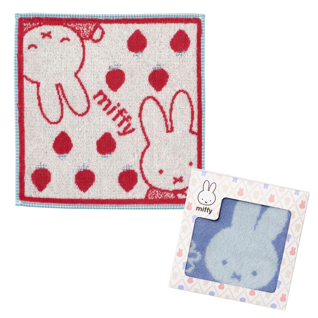 Nishikawa Miffy Mini Towel Perfect for Small Red XT86708606 Strawberry (25x25cm, Washable, 100% Cotton, Boxed, Gifts, Gift, DB6610)