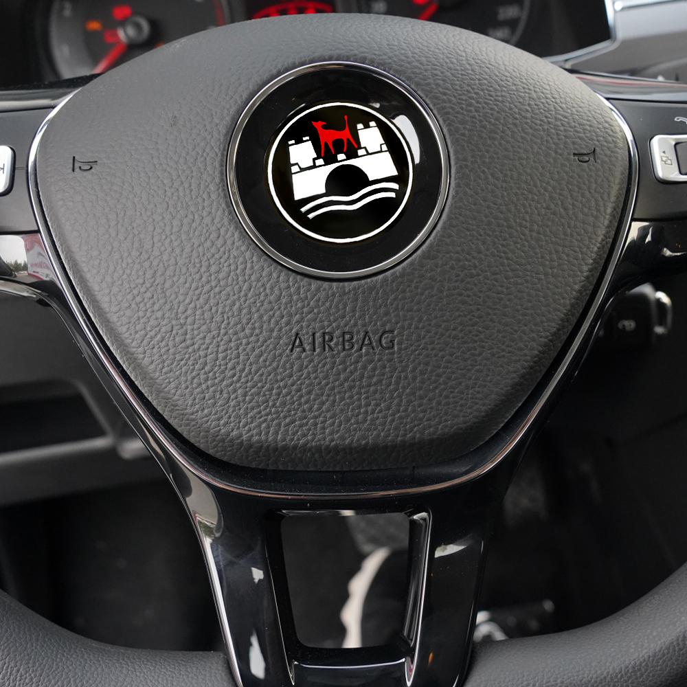 For VW 45mm/50mm Car Aluminum Badge Steering Wheel Logo Trim Sticker For Volkswagen VW R Line GTI Golf 5 7 Tiguan Caddy Passat