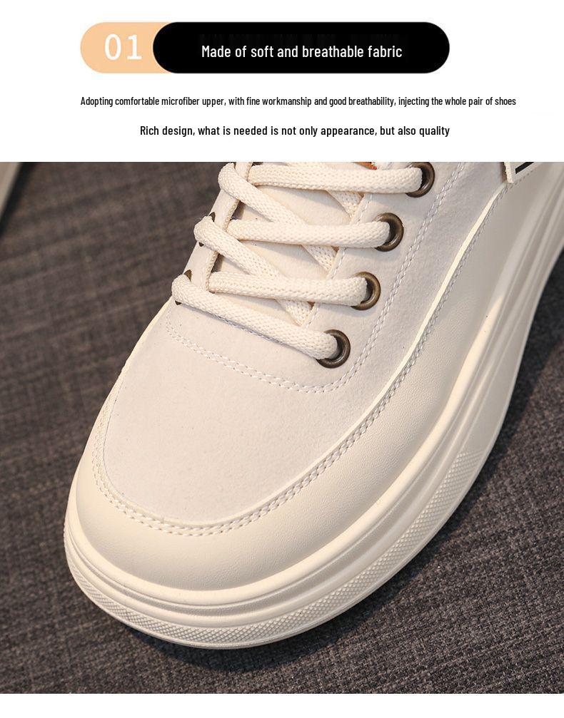 Retro Bílé Dámské Jarní/Podzimní Ležérní Boty | Všestranné Ploché Sportovní Tenisky