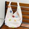 Woven Bag Women's New Shoulder Tote Bag Lazy Wind Knitted Hollow Flower Beach Bag