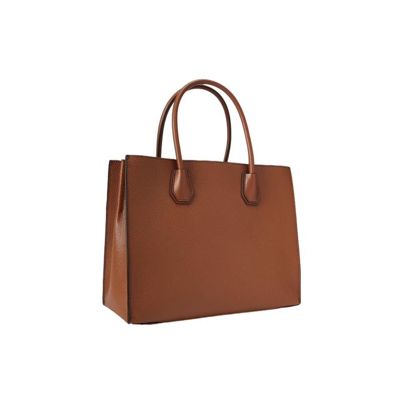 MICHAEL KORS Mercer classic leather accordion solid color commuting cow split leather shoulder crossbody handbag large size women's leather brown