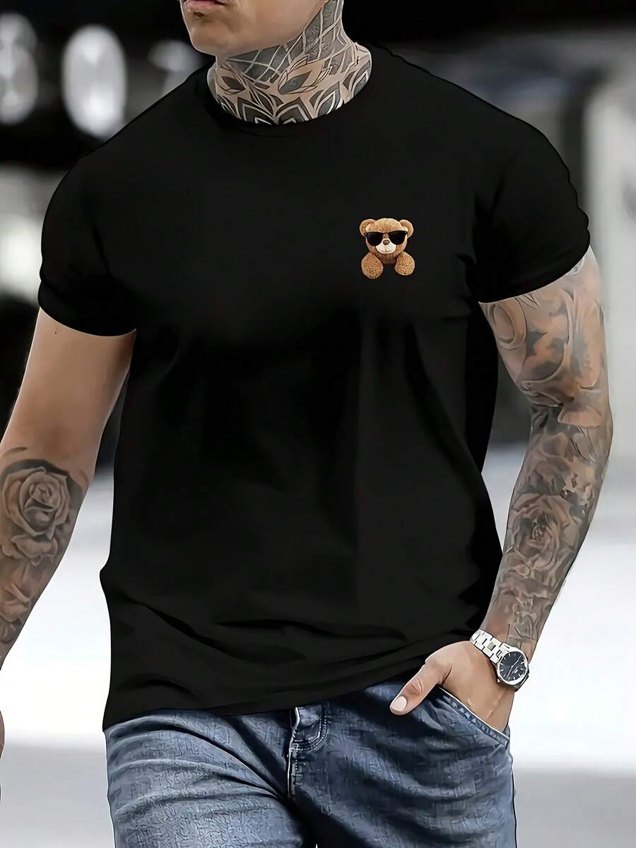 

Unisex s Casual Short Sleeve T-Shirt With Bear Paw & Honey Pot Bee Graphic S