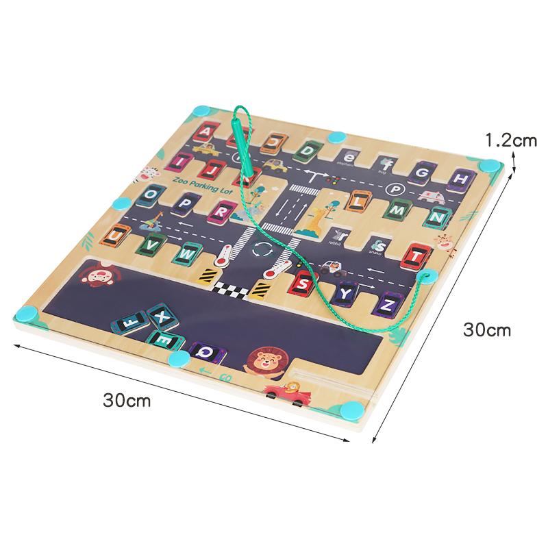 Children Magnetic English Letters Find Car Parking  Maze Learning Education Toys Color Matching Montessori Toys Wooden Toys