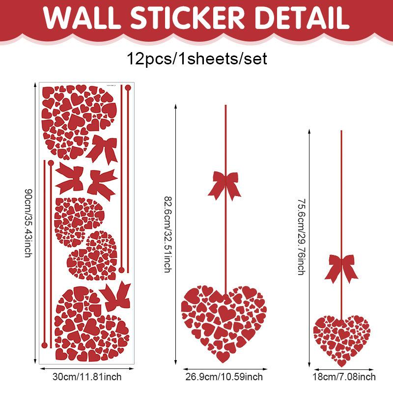 1pcs Valentine's Day Atmosphere Decorative Stickers,Heart-shaped Stickers For Glass Windows And Display Windows, Window Stickers