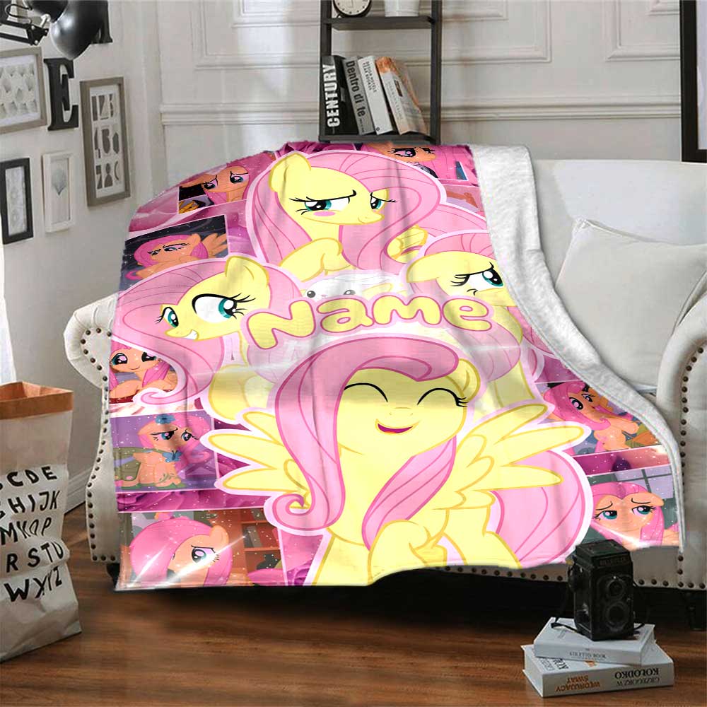 Little Pony (12) Customize Your Name Blanket Throw Personalized Blanket Soft Warm Cozy Perfect for Office Livingroom Nap Bed for All Occasions