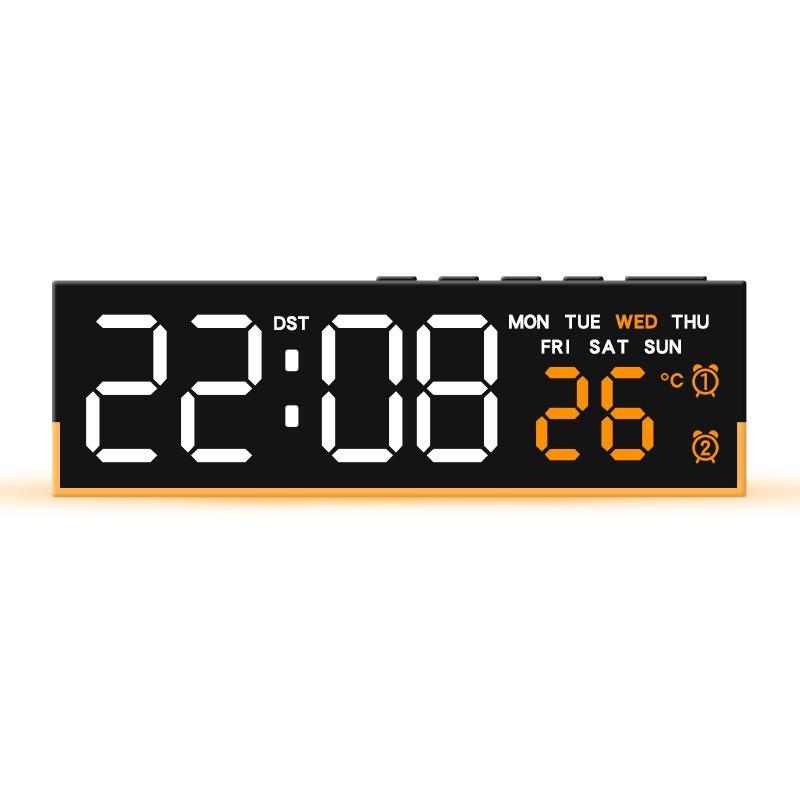 LED Digital Alarm Clock Temperature Week 2 Alarms Ambient Light Brightness Adjustment Bedside Electronic Table Clock USB Powered