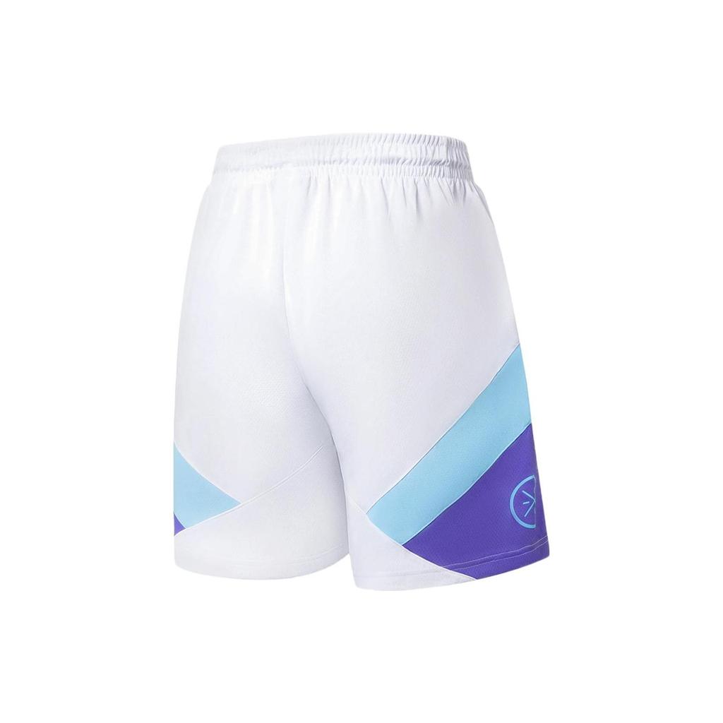 Li-Ning Wade Series Color Block Letter Print Basketball Shorts Men Shorts White AAPS109-12