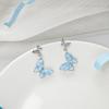 Mori Style Blue Butterfly Silver Needle Diamond Earrings