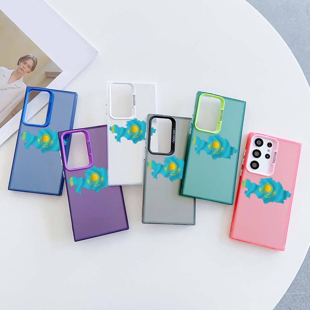 

N24 Государственный герб Казахстана арт Мягкий чехол для телефона с каймой для Samsung S24 S23 Ultra A54 A14 A34 Xiaomi POCO X5 Pro Redmi Note 12S Жесткая задняя крышка