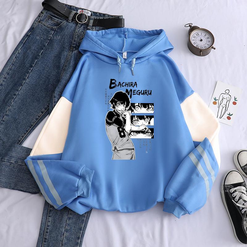 

Manga BLUE LOCK Bachira Meguru Hoodies Creative Чоловіки Жінки Печворк Топи з капюшоном Harajuku Fashion Корейський стиль Світшоти XS темно-синього кольору