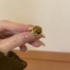 Chic Retro Amber Natural Stone Adjustable Ring For Women Unique Style Accessory