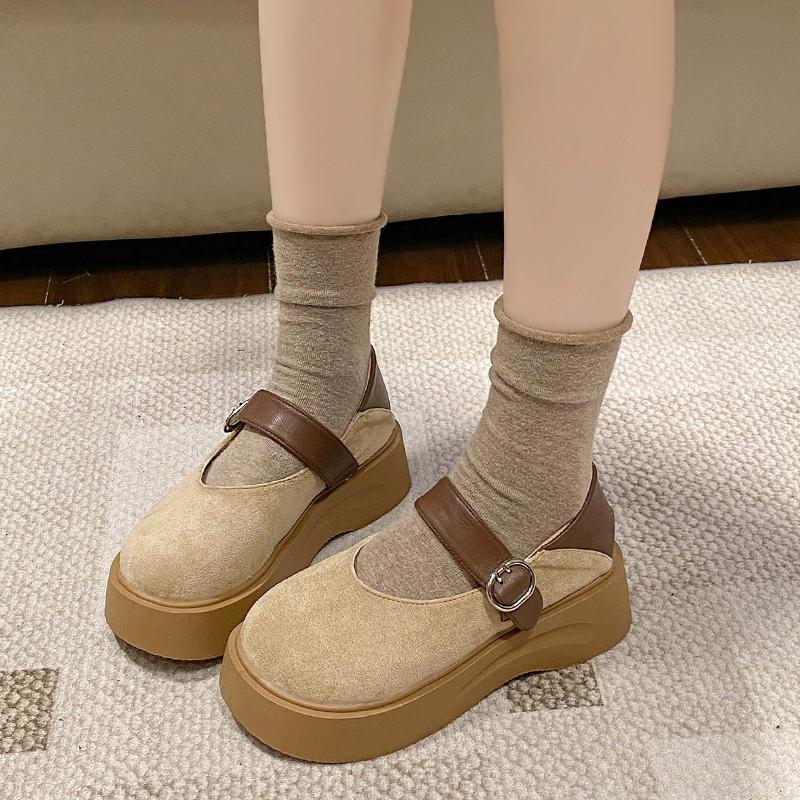 2025 New Designer Platform Women Shoes Suede Cozy Loafers Shoes New Casual Fashion Buckle Sandals Summer Walking Shoes