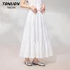 TonLion Women's High-Waist Tiered A-Line Skirt