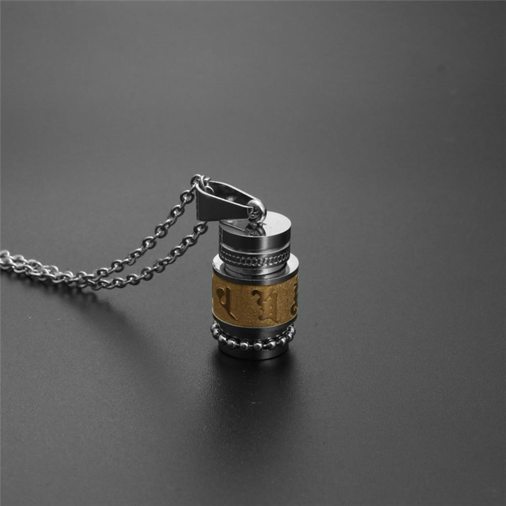 Elegante Sanskrit-Schrift Sechs-Wort-Mantra Anhänger Halskette Spirituelle Edelstahl-Halskette Accessoire für Männer und Frauen