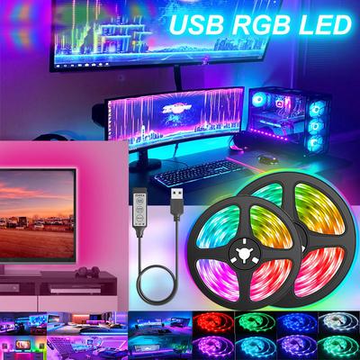 USB-LED-Streifenlichter RGB 5050 Luces LED-Flexible Diodendekoration für Wohnzimmerlampenband