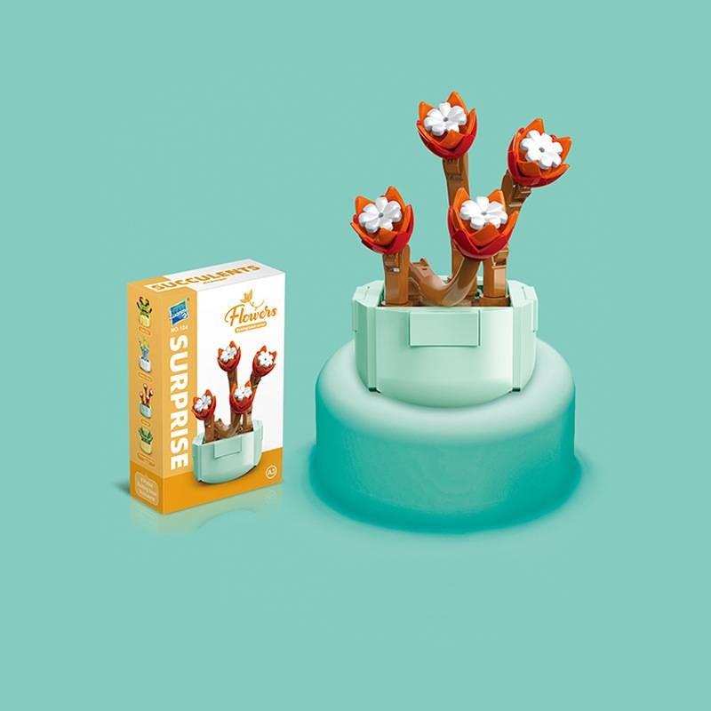 Small Children Puzzle Particle Building Block Flower Flexing Potted Model Toy