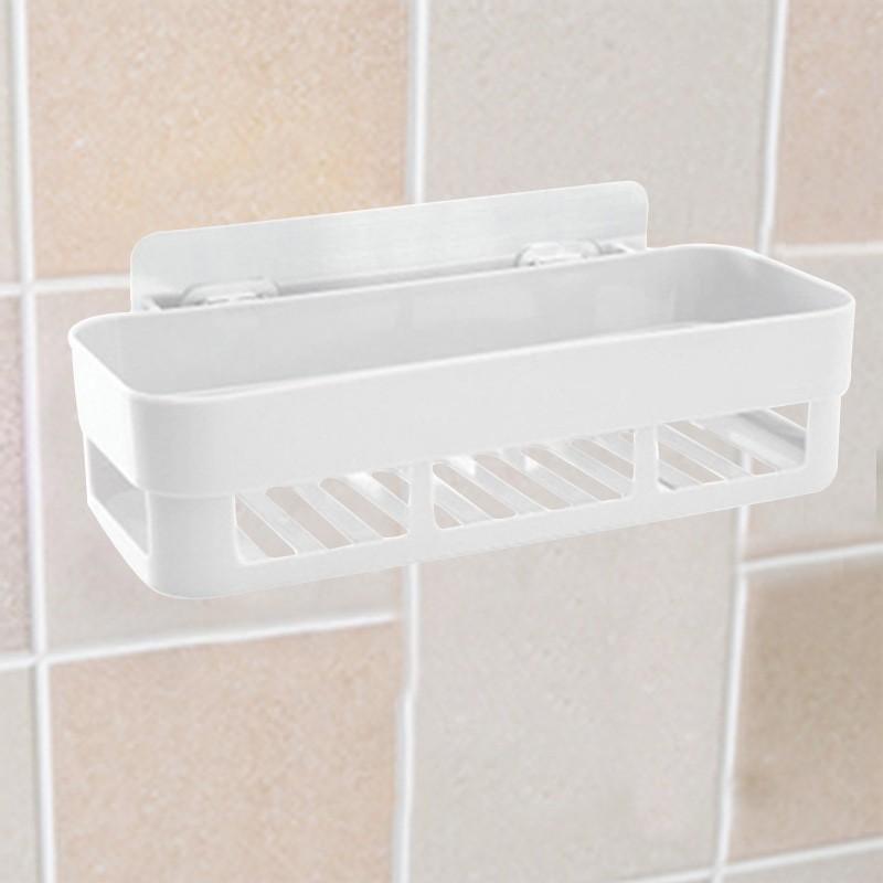 Wall-Mounted Bathroom Shelf No Drilling Adhesive Storage Rack Toiletries Modern Minimalist Plastic Organizer