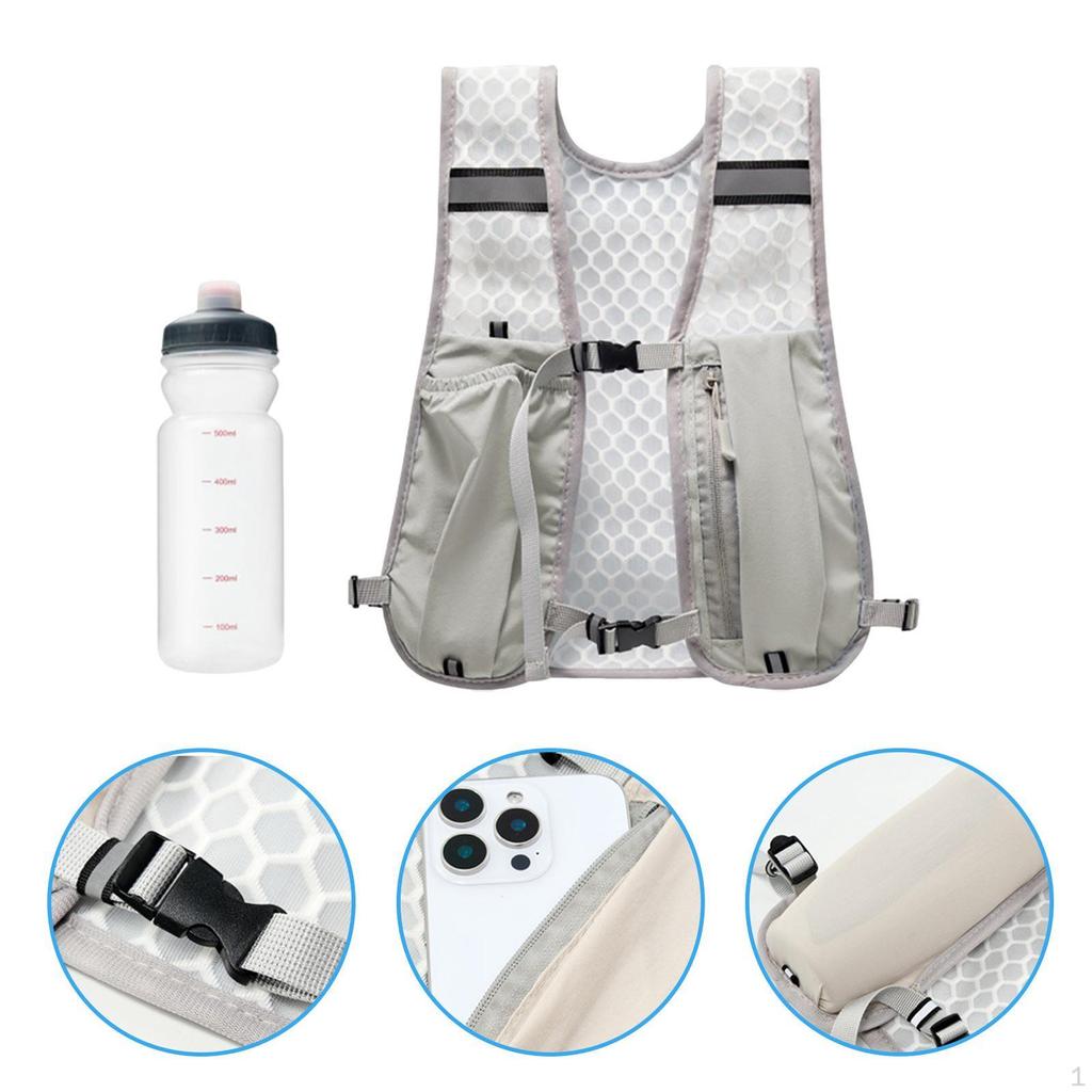 Wanderweste mit 500ml Wasserflasche Tagesrucksack Reflektierendes Design Mehrzweck Atmungsaktiv für
