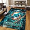 Custom Name Miami Dolphins Flannel Pattern Square Carpet,Area Rug,Carpet Rug for Living Room Bedroom Sofa Playroom Decor,Non-slip Floor Mat