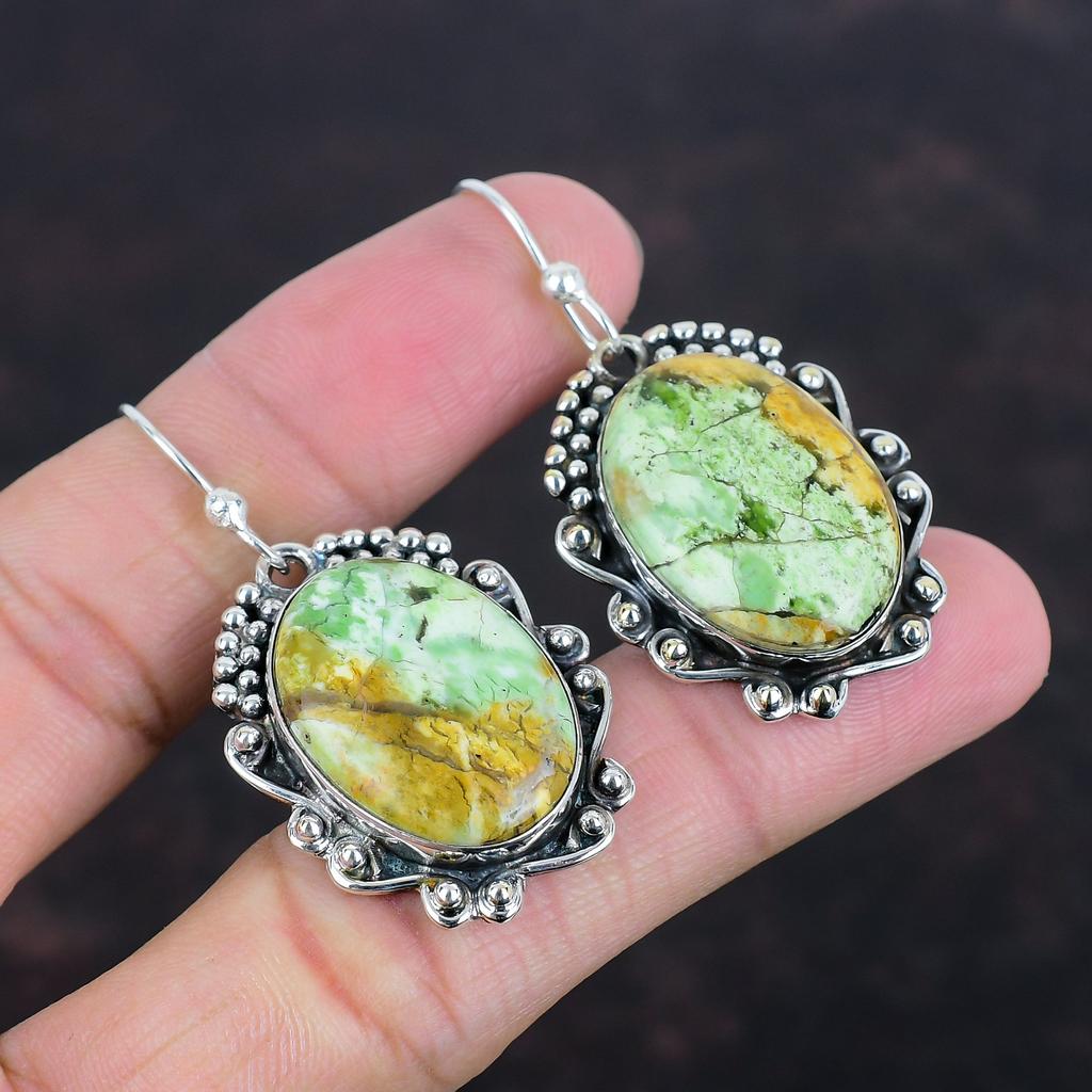 Australian Chrome Chalcedony Earring Gemstone Jewelry 925 Sterling Silver Earrings Handmade Earring For Gifts Wedding Jewelry Dangle Earring