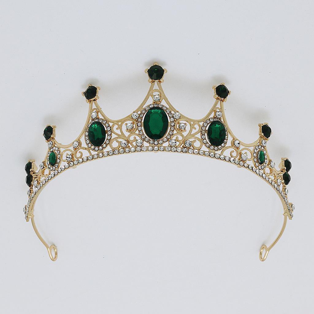 Bridal Hair Accessories Wedding Dress Headdress Alloy Colored Diamond Light Luxury Retro Simple Rhinestone Crown Electroplating Dinner Crown