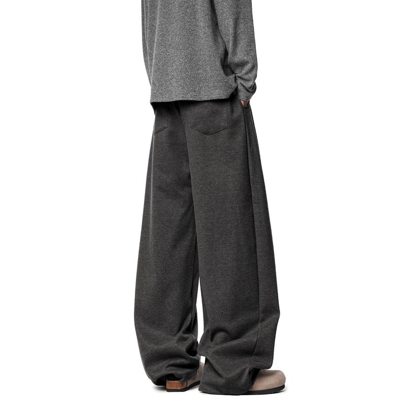 51 Hip-Hop Trendy Brand Thick Fleece Pants for Men, Vibe Winter American Style Casual Solid Color Straight-Leg Sports Trousers