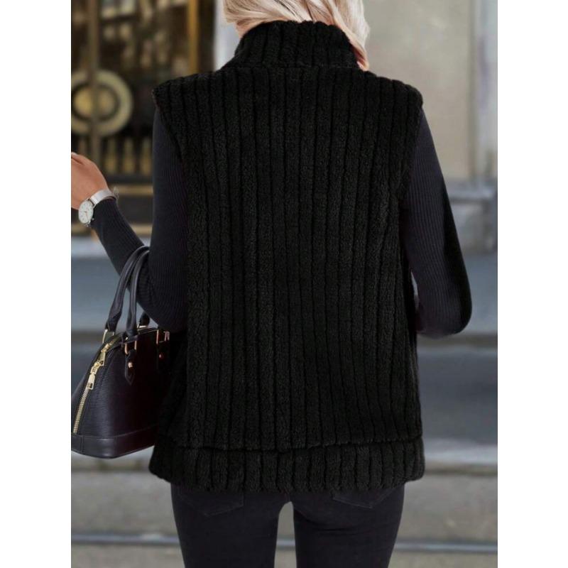 Women S Casual Turn Down Collar Zip Up Vest