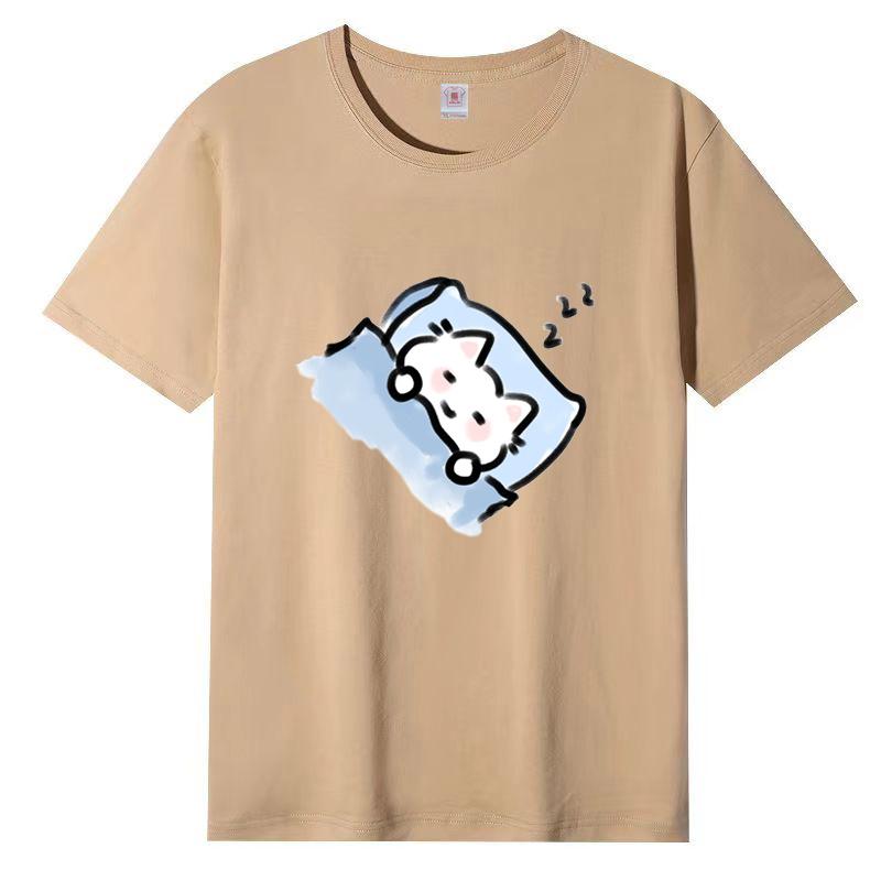 Dámské léto Populární tričko s krátkým rukávem Bavlna Prodyšné Volný top Potištěné tričko Ležérní