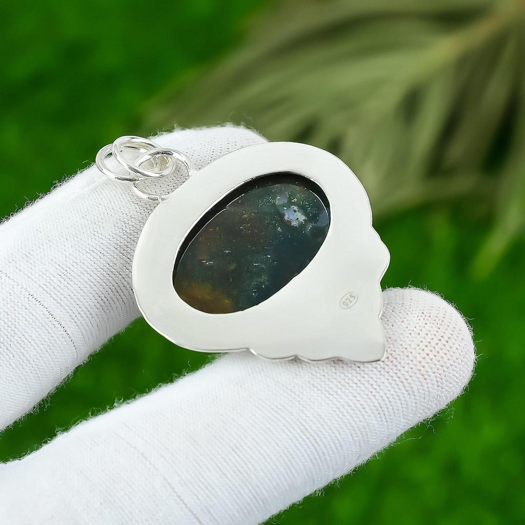 Sterling Silver Bloodstone Gemstone Handcrafted Mother Wedding Pendant Jewelry