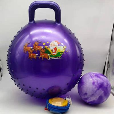 Christmas Theme Jumping Ball Massage Point Hand Handle Yoga Ball Christmas Gift with Color Box Gas Cylinder Cloud Ball